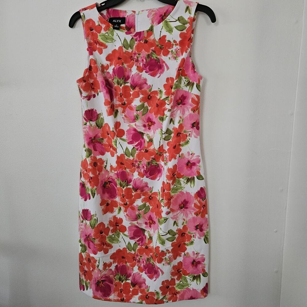 Alyx Sheath Dress Floral Sleeveless Tropical Stretch Pink Size 4